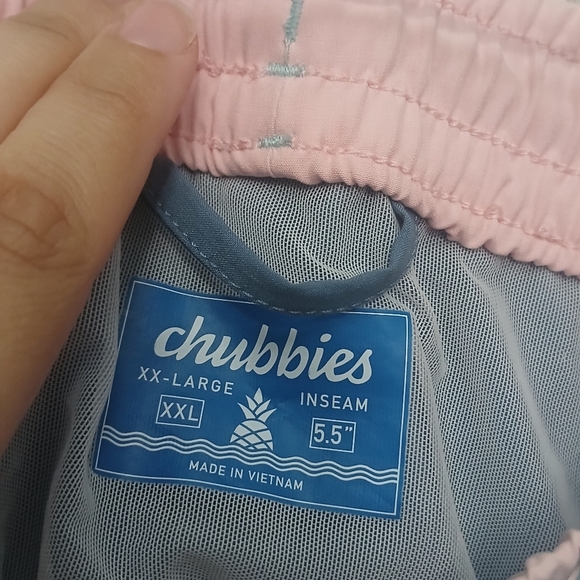 Chubbies Blue Swim Shorts with Pink Waistband XXL 5.5" Inseam - Picture 4 of 6